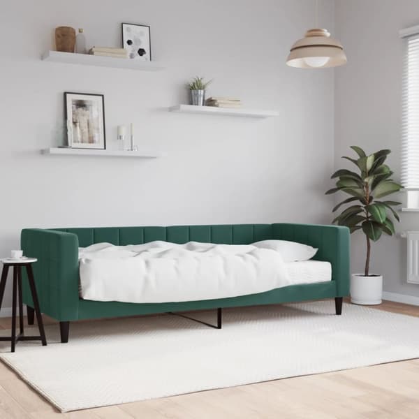 Dagbädd med madrass mörkgrön 80x200 cm sammet