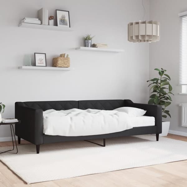 Dagbädd med madrass svart 90x200 cm tyg