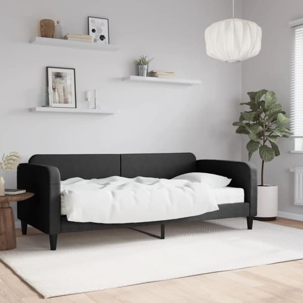 Dagbädd med madrass svart 90x200 cm tyg