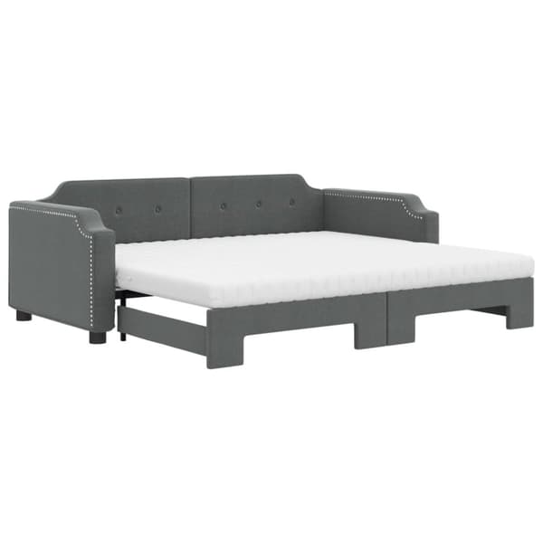 Dagbädd med extrabädd och madrasser mörkgrå 100x200 cm tyg