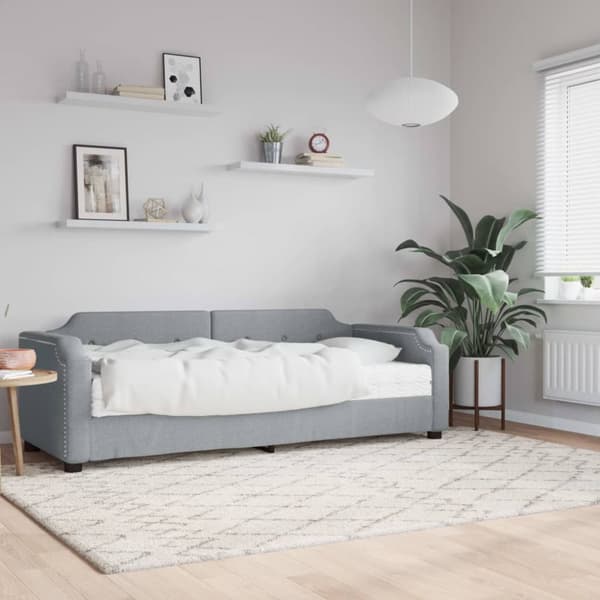 Dagbädd med madrass ljusgrå 80x200 cm tyg