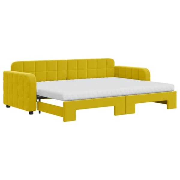 Dagbädd utdragbar med madrasser gul 80x200 cm sammet