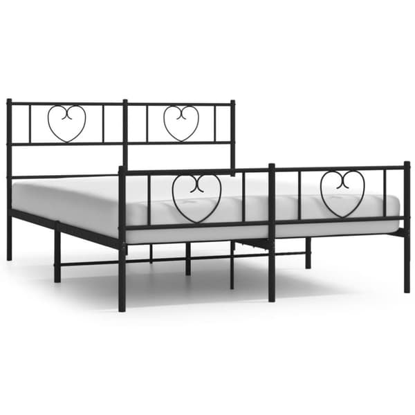 Sängram med huvudgavel och fotgavel svart metall 140x190 cm