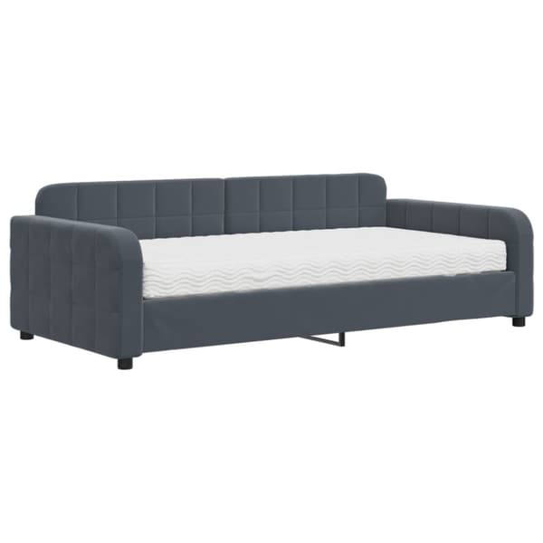 Dagbädd med madrass mörkgrå 100x200 cm sammet