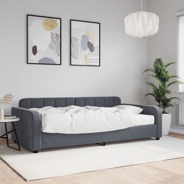Dagbädd med madrass mörkgrå 100x200 cm sammet