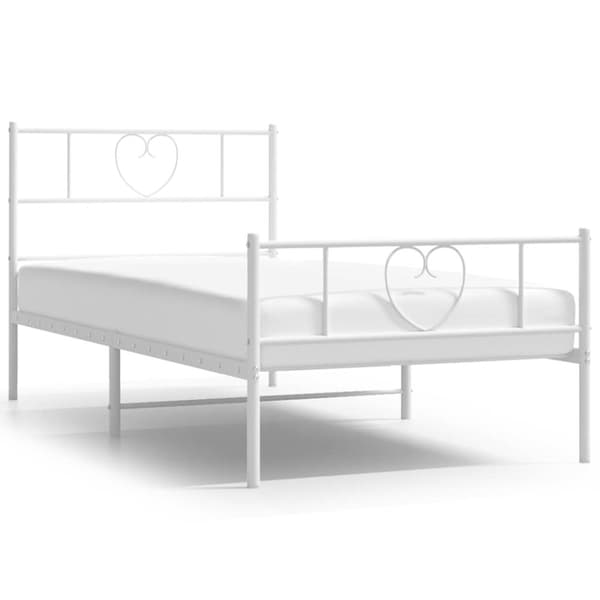 Sängram med huvudgavel och fotgavel vit metall 100x200 cm