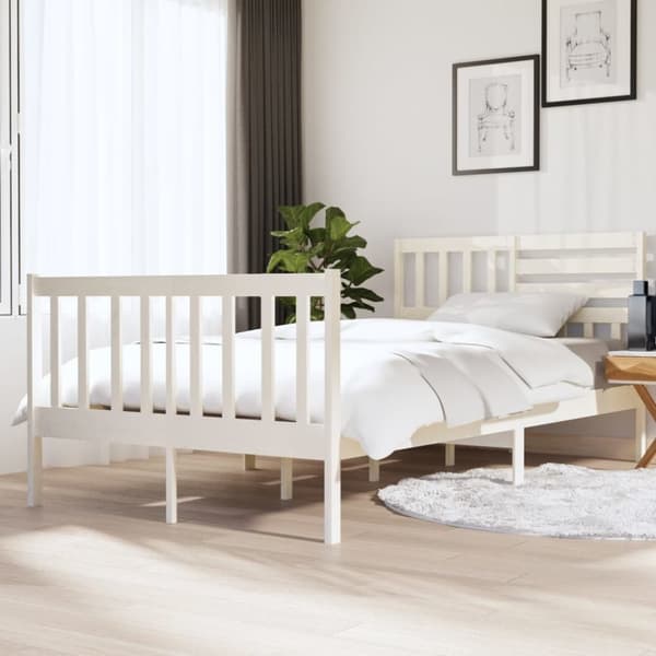 Sängram massiv furu 120x190 cm vit