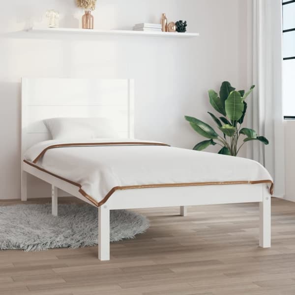 Sängram utan madrass vit 100x200 cm massiv furu