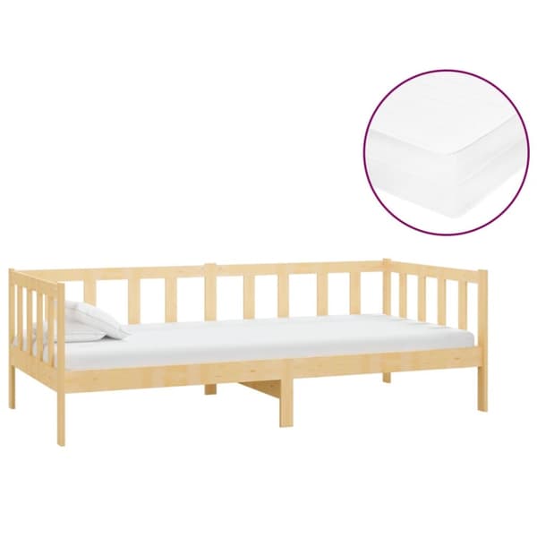 Dagbädd med madrass 90x200 cm massiv furu