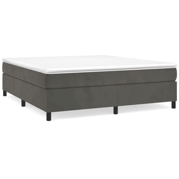 Ramsäng med madrass mörkgrå 180x200 cm sammet
