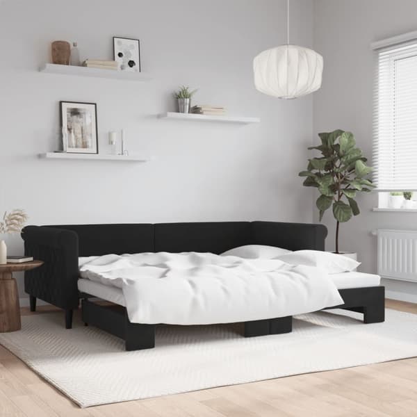 Dagbädd utdragbar svart 90x200 cm sammet