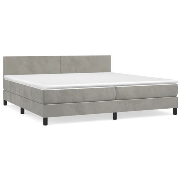 Ramsäng med madrass ljusgrå 200x200 cm sammet