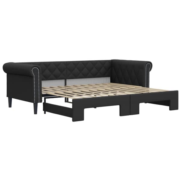 Dagbädd utdragbar svart 90x200 cm konstläder
