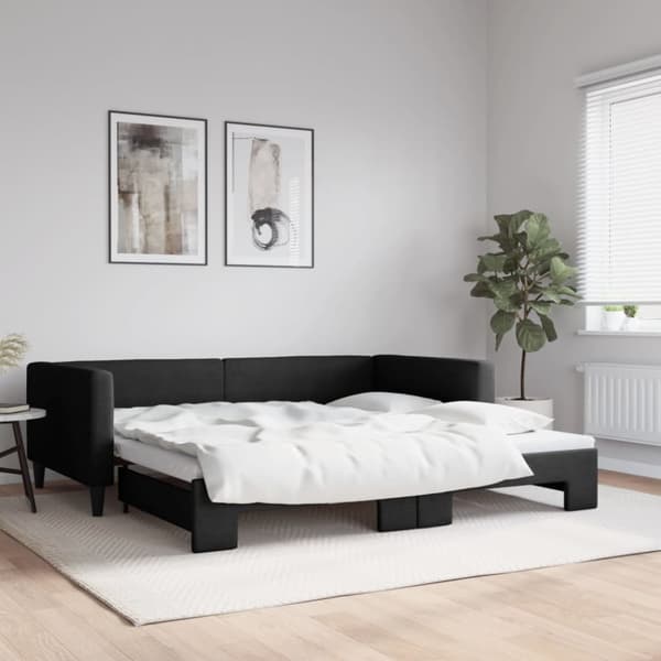 Dagbädd utdragbar svart 100x200 cm tyg