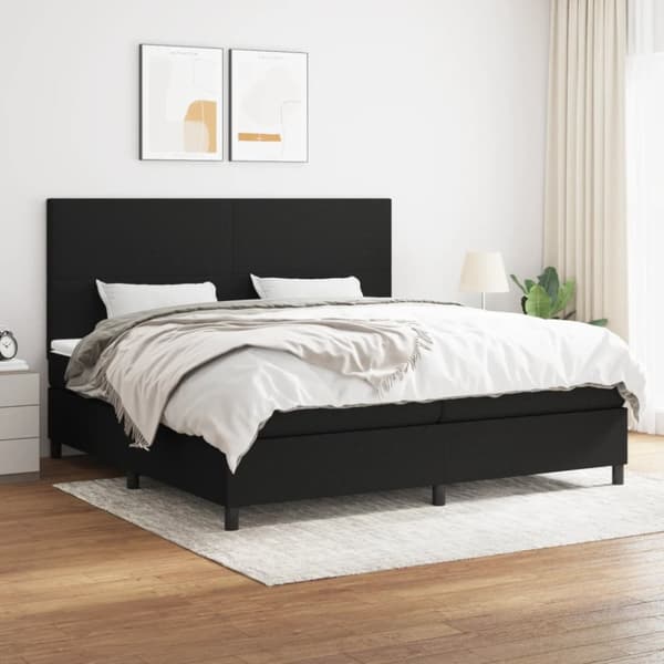 Ramsäng med madrass svart 200x200 cm tyg