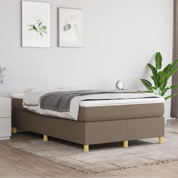 Ramsäng med madrass taupe 120x200 cm tyg