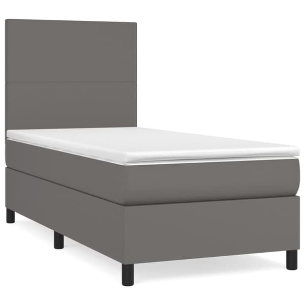 Ramsäng med madrass grå 90x200 cm konstläder