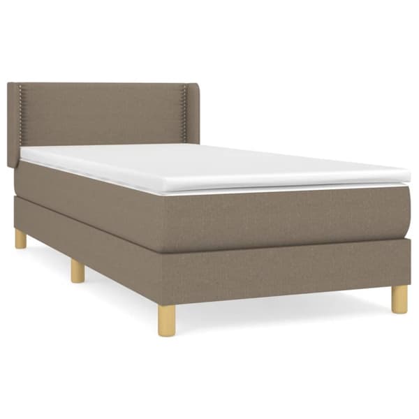 Ramsäng med madrass taupe 90x190 cm tyg
