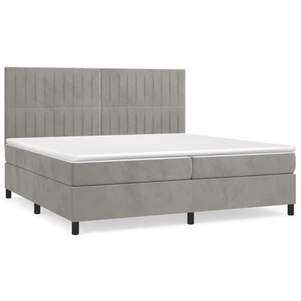 Ramsäng med madrass ljusgrå 200x200 cm sammet