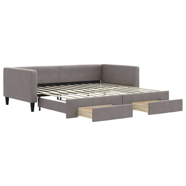 Dagbädd utdragbar med lådor taupe 100x200 cm tyg