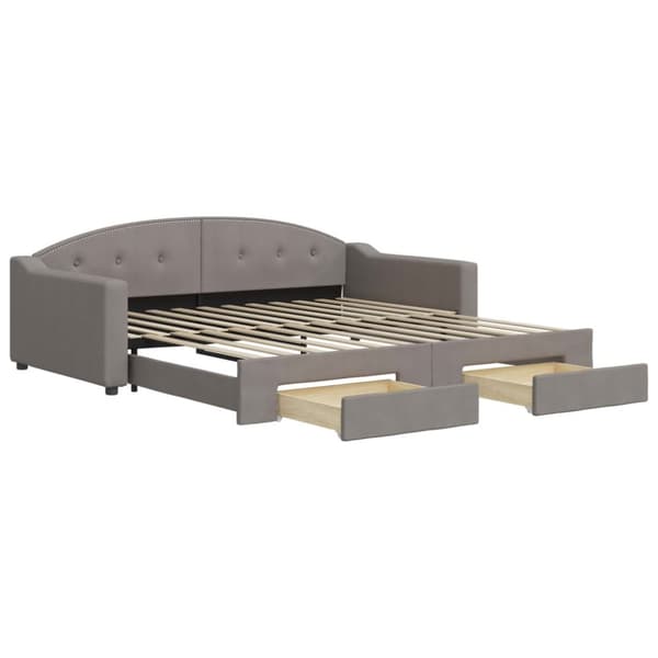 Dagbädd utdragbar med lådor taupe 100x200 cm tyg