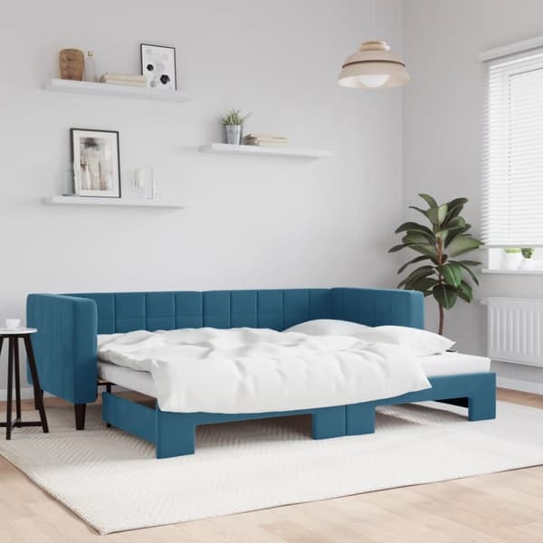 Dagbädd utdragbar blå 80x200 cm sammet