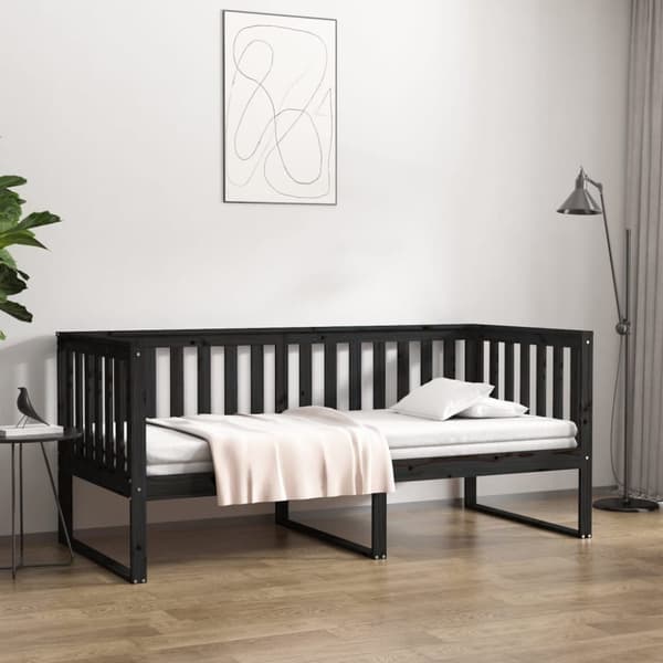 Dagbädd svart 90x190 cm massiv furu
