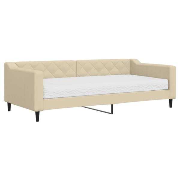 Dagbädd med madrass beige 90x200 cm tyg