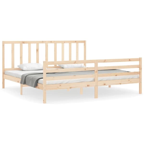 Sängram utan madrass 200x200 cm massiv furu