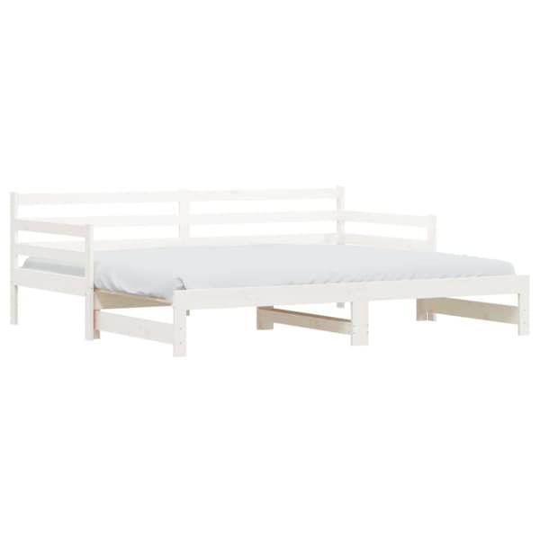 Dagbädd med extrasäng vit 90x190 cm massiv furu