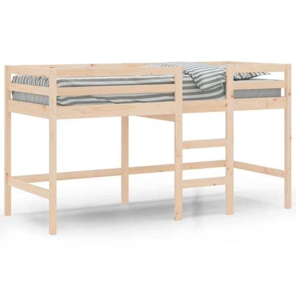 Loftsäng med stege 90x190 cm massiv furu