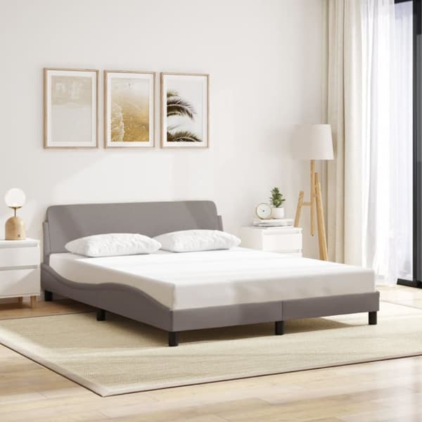 Sängram utan madrass taupe 160x200 cm tyg