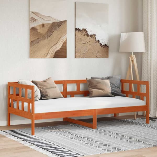 Dagbädd utan madrass vaxad brun 80x200 cm massiv furu