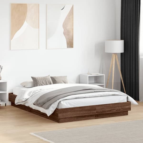 Sängram brun ek 120x190 cm konstruerat trä