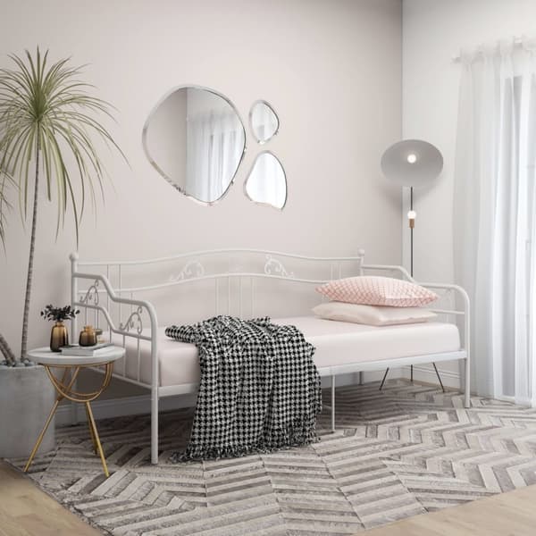 Sängram bäddsoffa vit metall 90x200 cm
