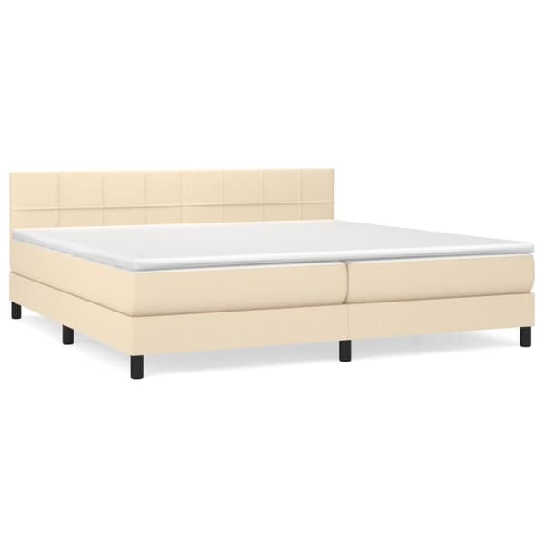 Ramsäng med madrass gräddvit 200x200 cm tyg