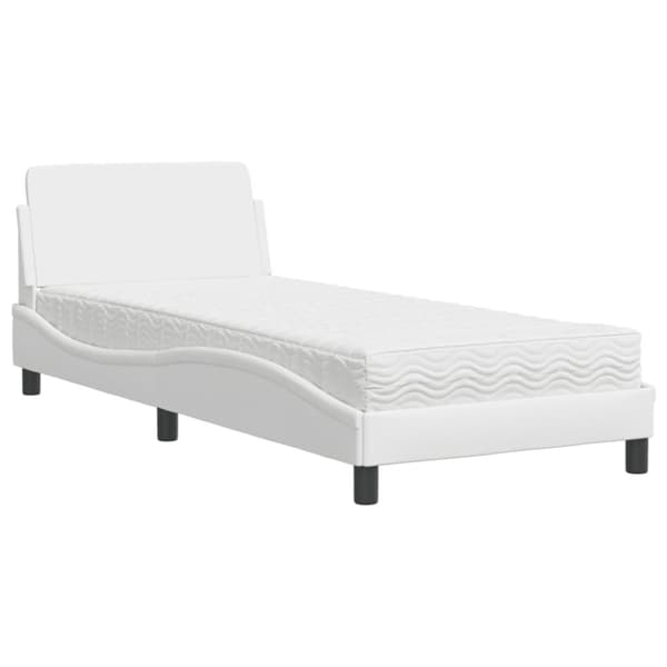 Säng med madrass vit 90x200 cm konstläder