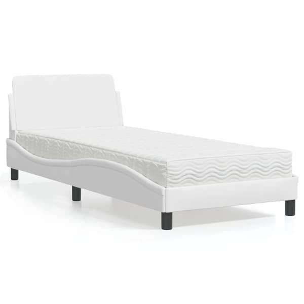 Säng med madrass vit 90x200 cm konstläder