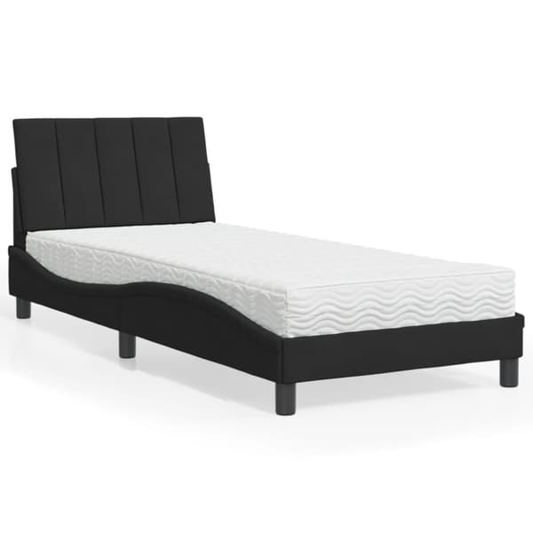 Säng med madrass svart 80x200 cm sammet