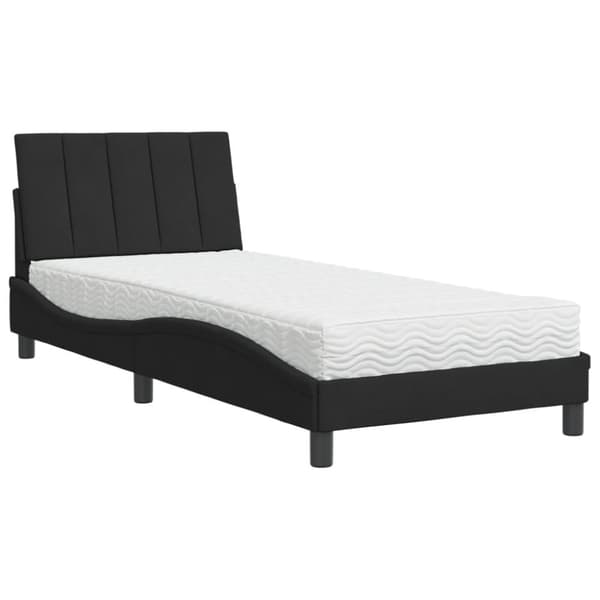 Säng med madrass svart 90x190 cm sammet
