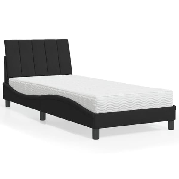 Säng med madrass svart 90x190 cm sammet