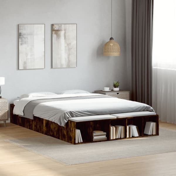 Sängram rökfärgad ek 140x190 cm konstruerat trä