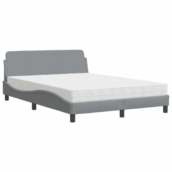 Säng med madrass ljusgrå 140x190 cm tyg