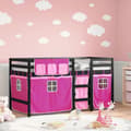 Miniatyrbild 1 av 2: Loftsäng med rutschkana rosa 80x200 cm massiv furu