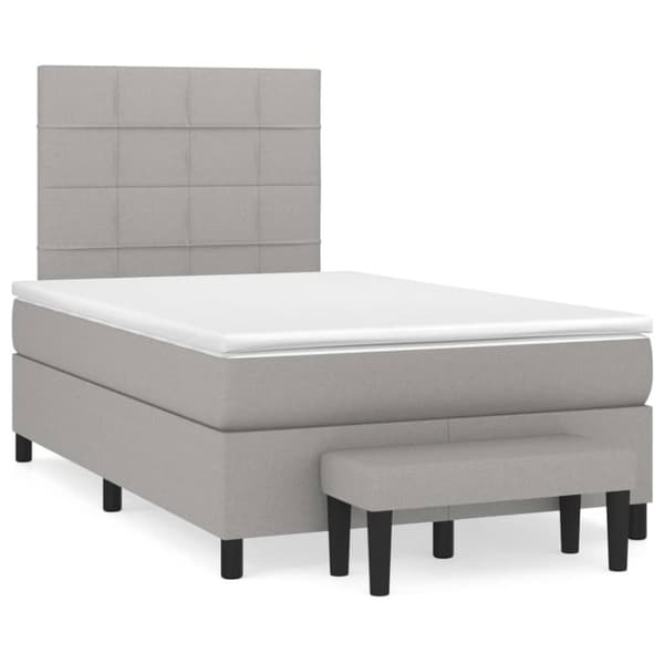 Ramsäng med madrass ljusgrå 120x200 cm tyg