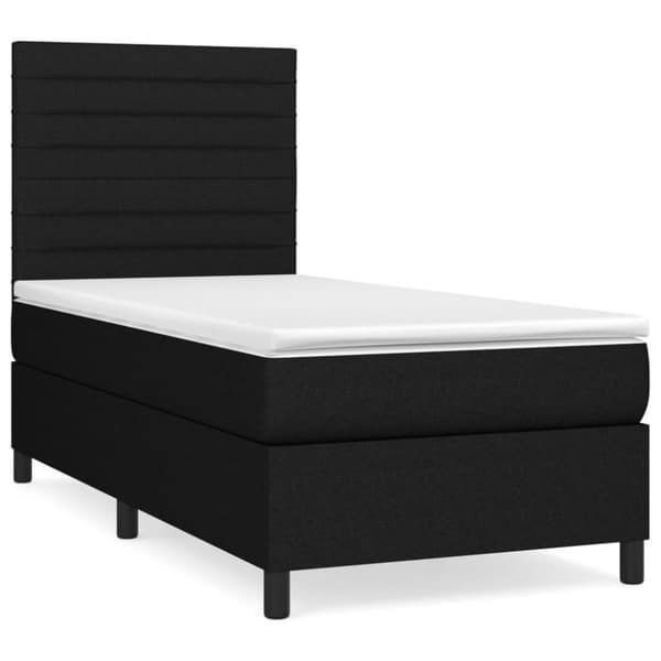 Ramsäng med madrass svart 100x200 cm tyg