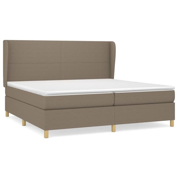 Ramsäng med madrass taupe 200x200 cm tyg