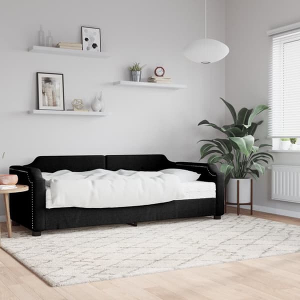 Dagbädd med madrass svart 90x200 cm tyg