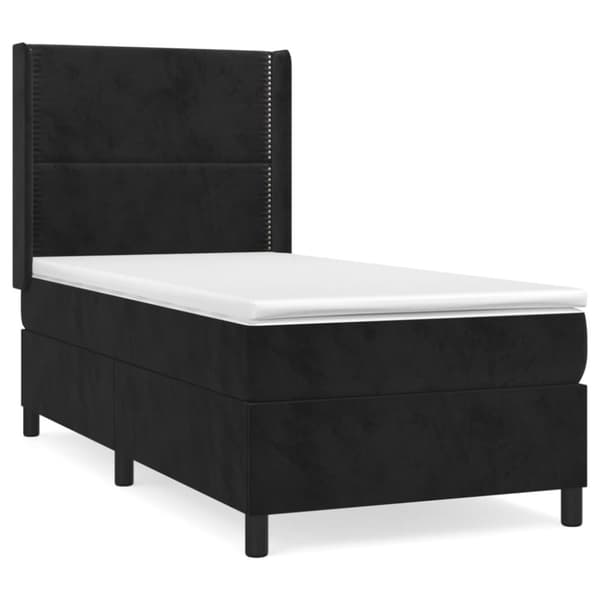 Ramsäng med madrass svart 90x200 cm sammet