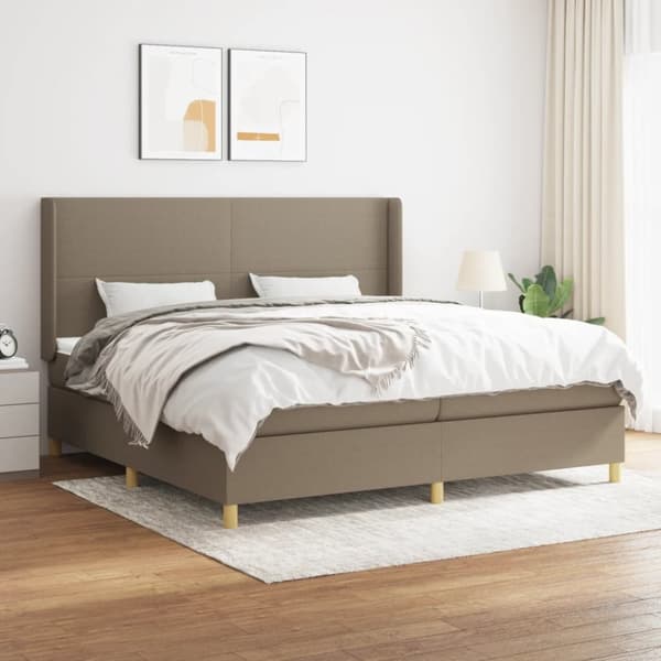Ramsäng med madrass taupe 200x200 cm tyg